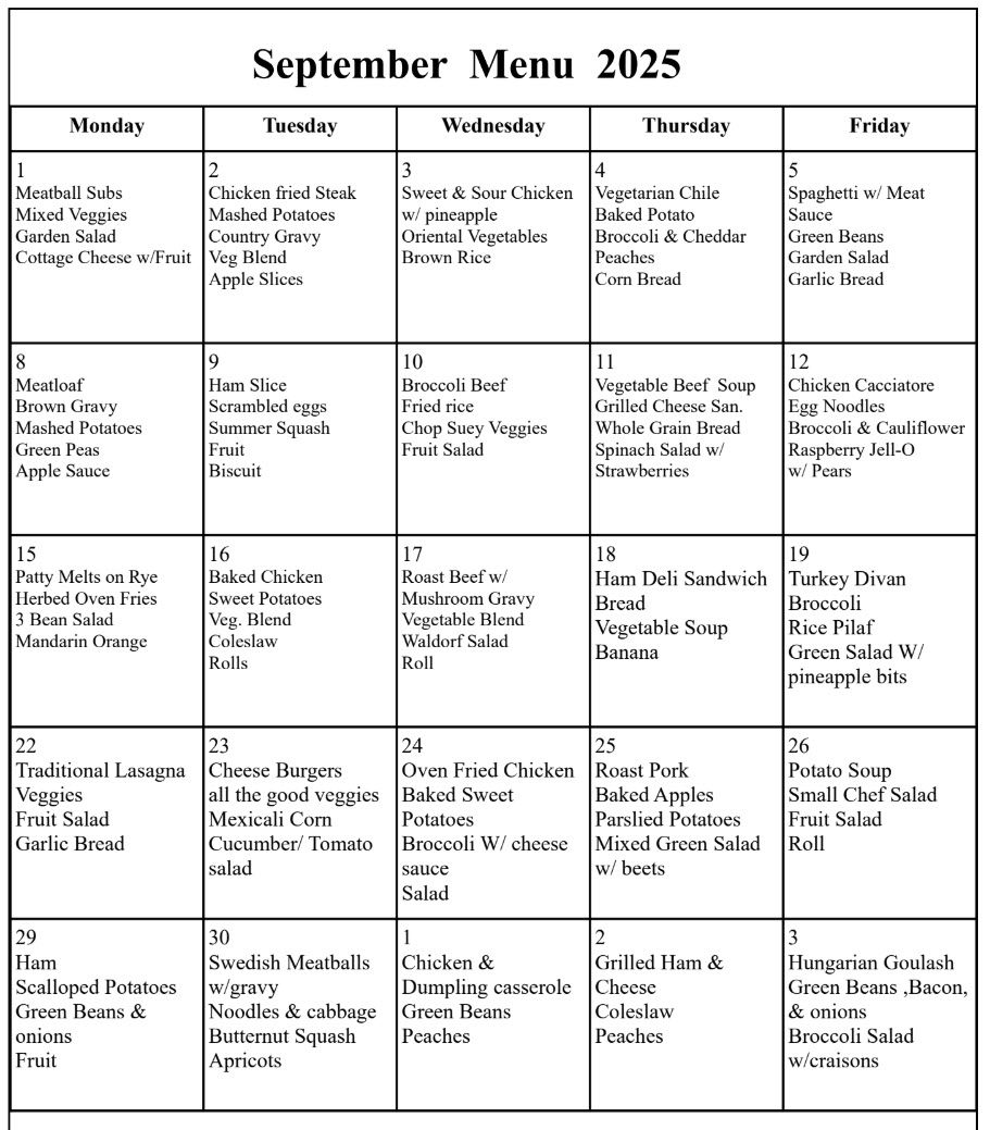 menu